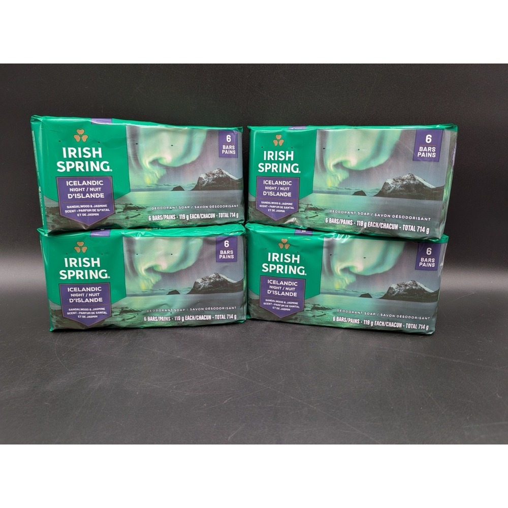 4x Irish Spring Icelandic Nights Soap 6-Bar Packs 4.2oz Jasmine Sandalwood 24pc!